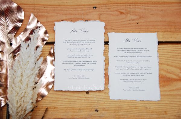 Cotton Paper Wedding Vows - Card/s only - Image 6