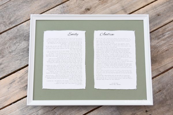 Framed Cotton Paper Wedding Vows - A5 size cards - Image 10