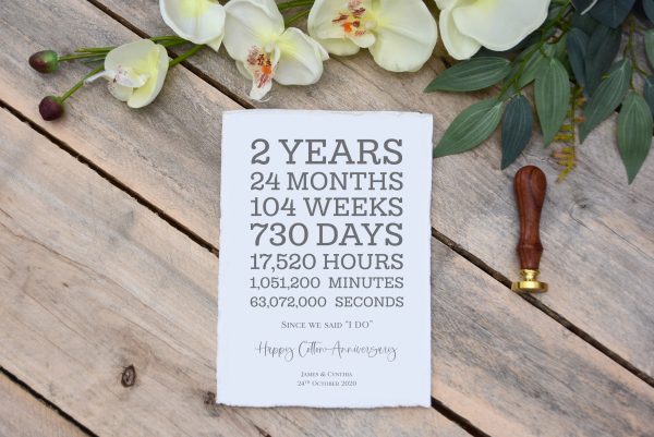 Cotton Paper 2nd Anniversary Gift - Card only - Image 4