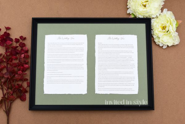 Framed Cotton Paper Wedding Vows - A5 size cards - Image 9