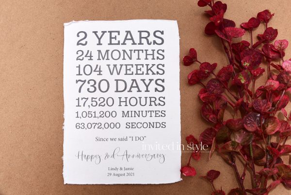 Cotton Paper 2nd Anniversary Gift - Card only - Image 2