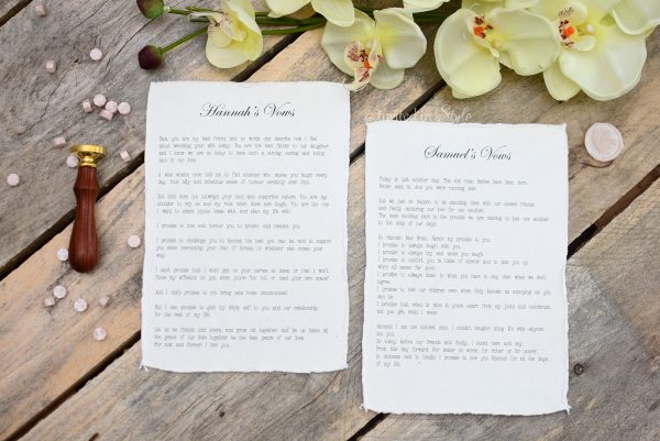 Cotton Paper Wedding Vows - Card/s only - Image 7