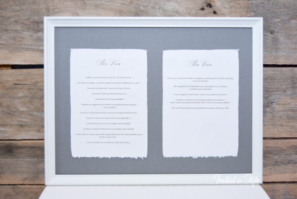 Framed Cotton Paper Wedding Vows - A5 size cards - Image 8