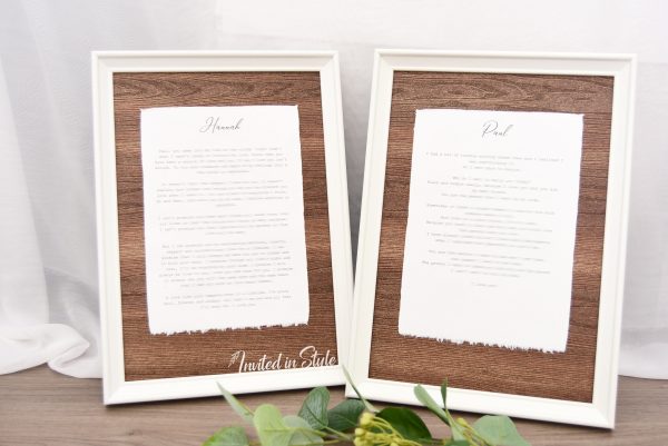 Framed Cotton Paper Wedding Vows - A5 size cards - Image 13