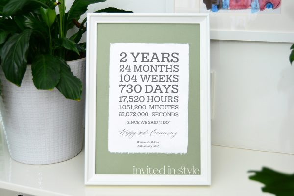 Framed Cotton Paper 2nd Anniversary Gift