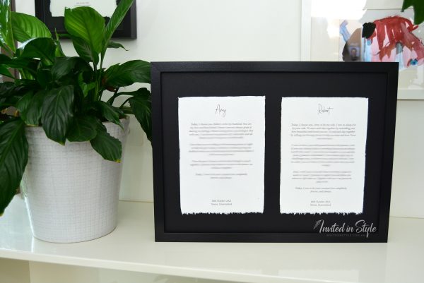 Framed Cotton Paper Wedding Vows - A5 size cards - Image 6