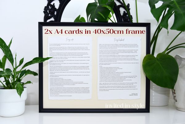 Framed Cotton Paper Wedding Vows - A4 size cards - Image 3