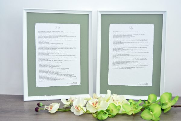 Framed Cotton Paper Wedding Vows - A4 size cards