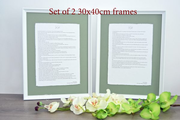 Framed Cotton Paper Wedding Vows - A4 size cards - Image 2